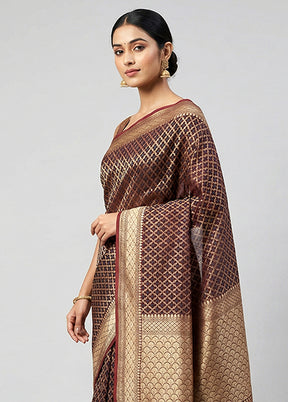 Purple Kora Silk Saree With Blouse Piece