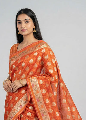 Red Kora Silk Saree With Blouse Piece