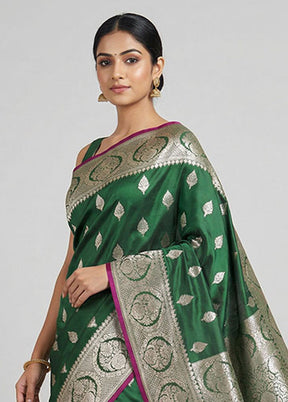 Green Katan Silk Saree With Blouse Piece