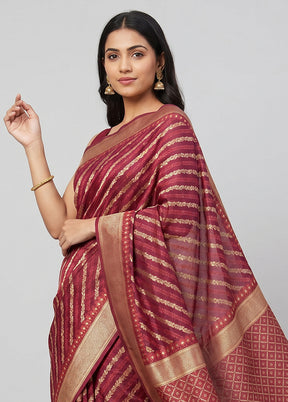 Purple Kora Silk Saree With Blouse Piece