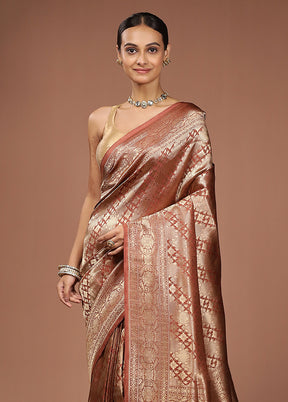 Rust Uppada Silk Saree With Blouse Piece