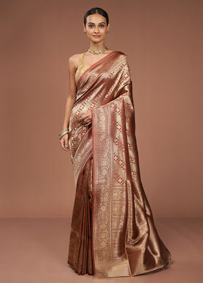 Rust Uppada Silk Saree With Blouse Piece