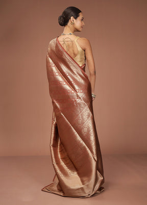 Rust Uppada Silk Saree With Blouse Piece