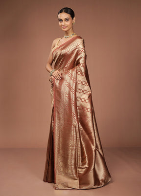 Rust Uppada Silk Saree With Blouse Piece