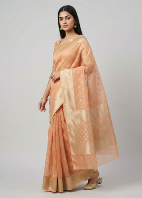 Orange Organza Saree With Blouse Piece