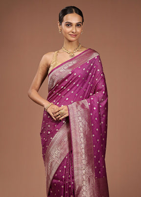 Purple Dupion Silk Saree With Blouse Piece
