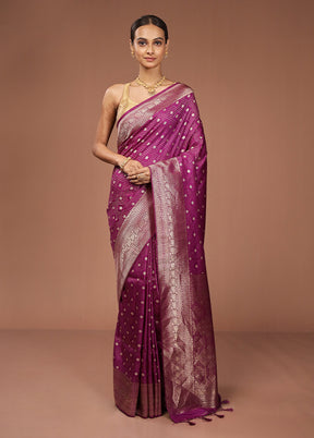 Purple Dupion Silk Saree With Blouse Piece