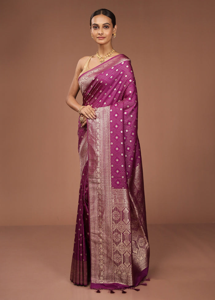 Purple Dupion Silk Saree With Blouse Piece