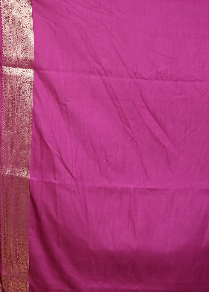Purple Dupion Silk Saree With Blouse Piece