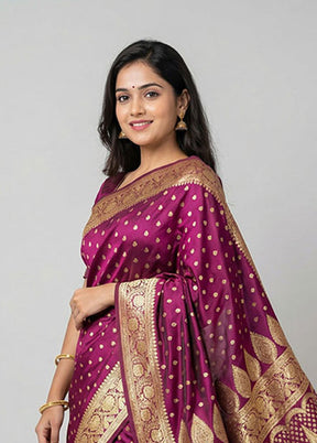 Maroon Banarasi Silk Saree With Blouse Piece