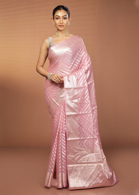 Pink Pure Cotton Saree With Blouse Piece