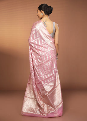 Pink Pure Cotton Saree With Blouse Piece