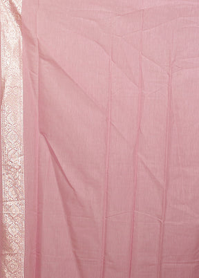 Pink Pure Cotton Saree With Blouse Piece