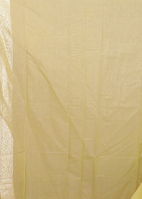 Yellow Pure Cotton Saree With Blouse Piece