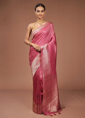 Pink Dupion Silk Saree With Blouse Piece