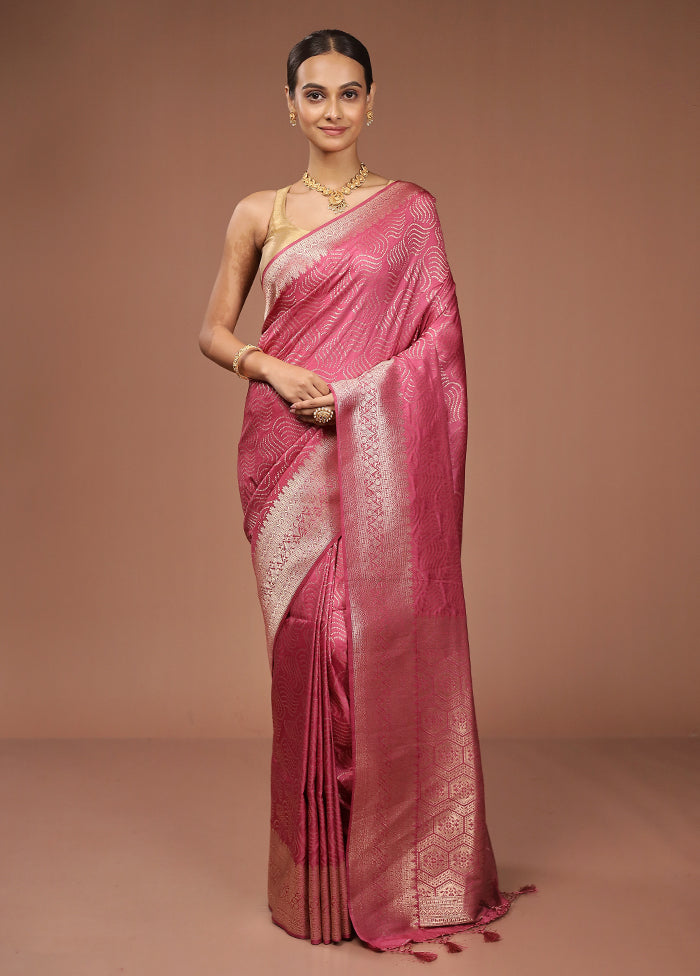 Pink Dupion Silk Saree With Blouse Piece