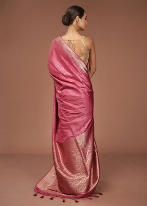 Pink Dupion Silk Saree With Blouse Piece