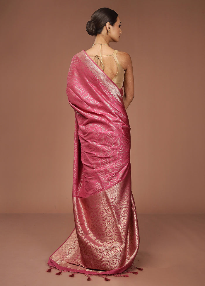 Pink Dupion Silk Saree With Blouse Piece