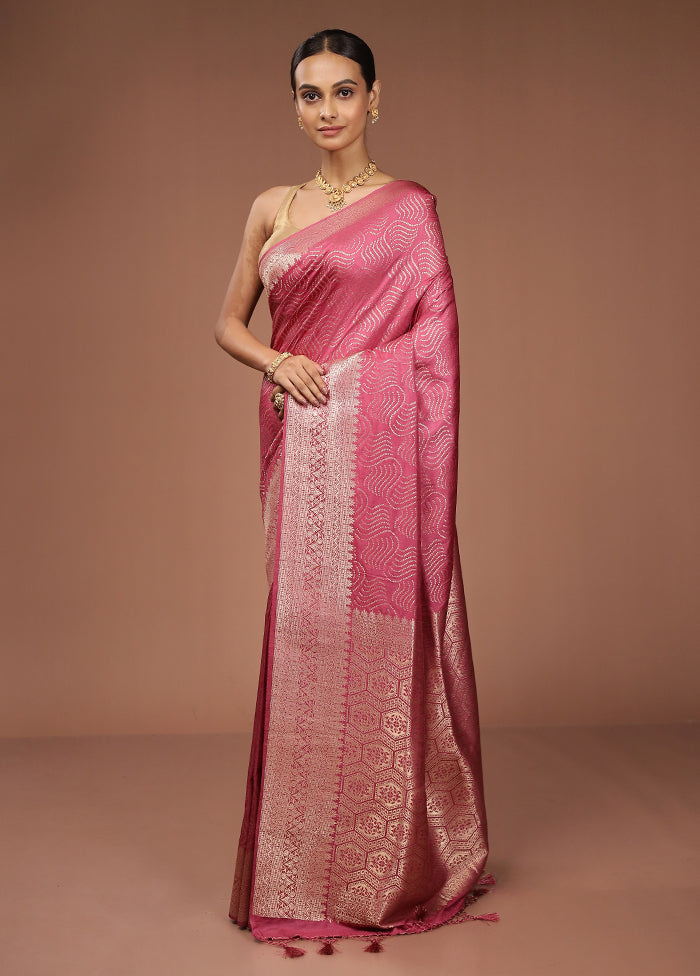 Pink Dupion Silk Saree With Blouse Piece