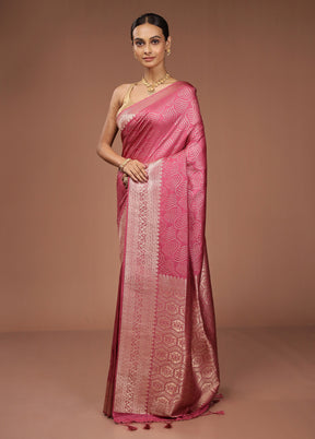 Pink Dupion Silk Saree With Blouse Piece