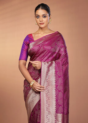 Purple Dupion Silk Saree With Blouse Piece