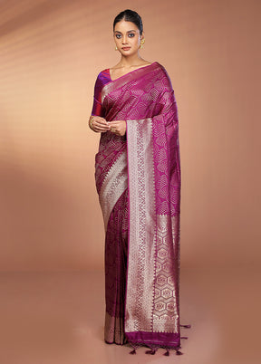 Purple Dupion Silk Saree With Blouse Piece