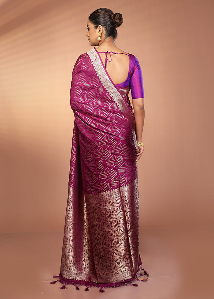 Purple Dupion Silk Saree With Blouse Piece