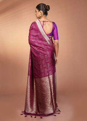 Purple Dupion Silk Saree With Blouse Piece