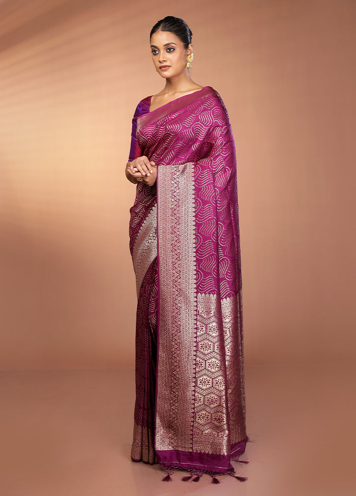 Purple Dupion Silk Saree With Blouse Piece