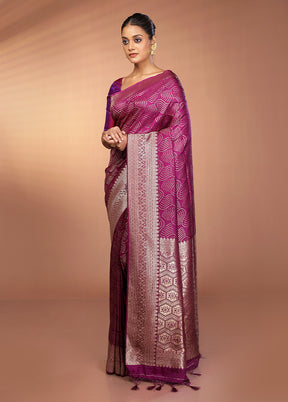 Purple Dupion Silk Saree With Blouse Piece