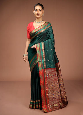 Green Kanjivaram Silk Saree With Blouse Piece