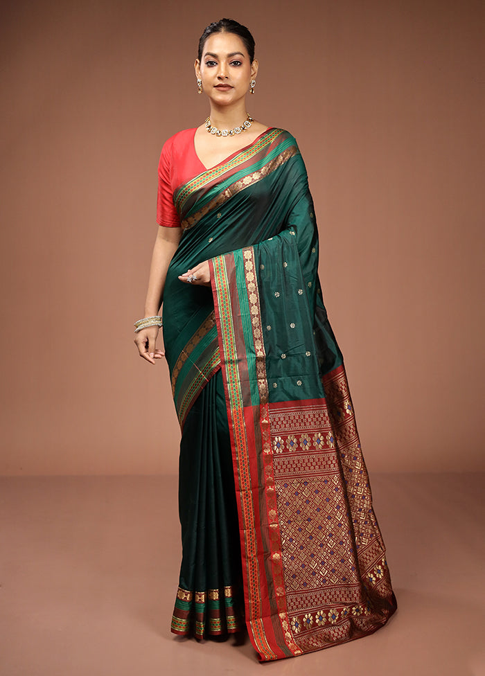 Green Kanjivaram Silk Saree With Blouse Piece