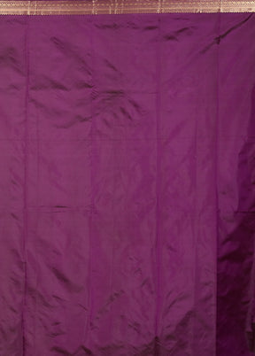 Purple Kanjivaram Silk Saree With Blouse Piece
