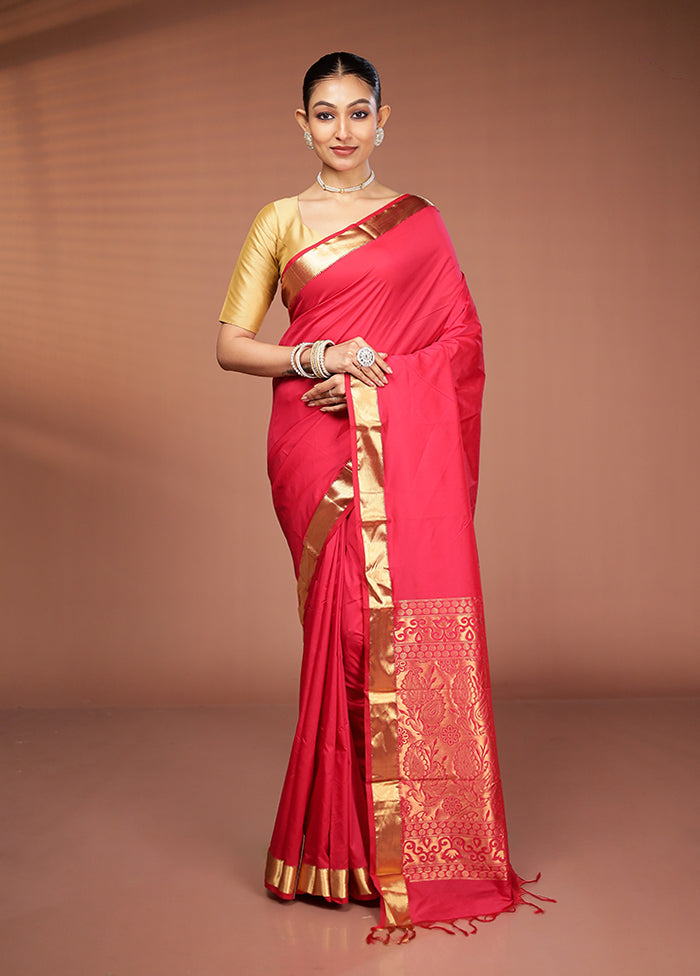 Red Kanjivaram Silk Saree With Blouse Piece
