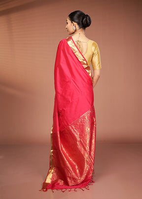 Red Kanjivaram Silk Saree With Blouse Piece