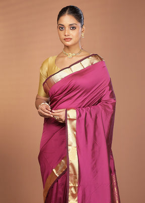 Purple Kanjivaram Silk Saree With Blouse Piece