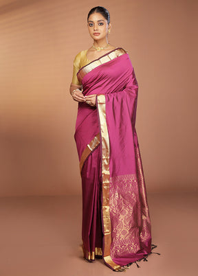 Purple Kanjivaram Silk Saree With Blouse Piece