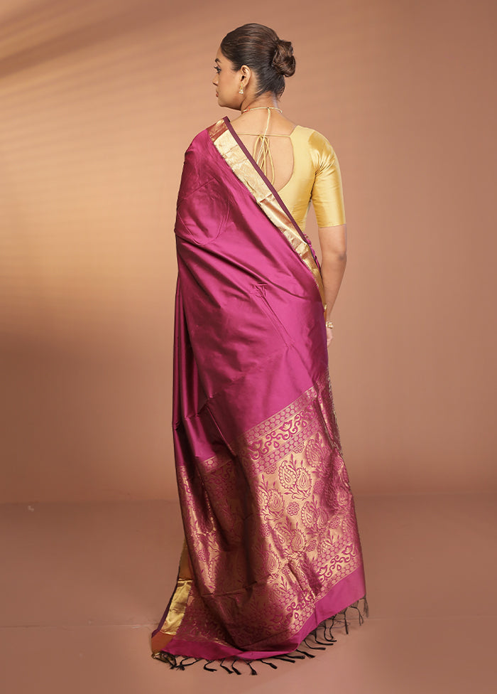 Purple Kanjivaram Silk Saree With Blouse Piece