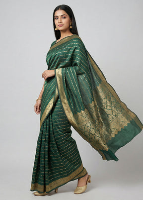 Green Kanjivaram Silk Saree With Blouse Piece