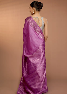 Purple Kanjivaram Silk Saree With Blouse Piece