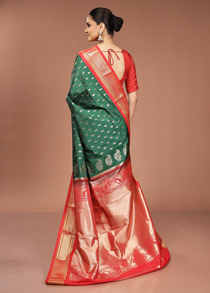 Green Kanjivaram Silk Saree With Blouse Piece
