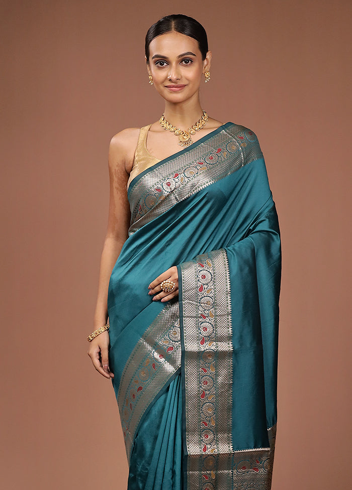 Green Dupion Silk Saree With Blouse Piece
