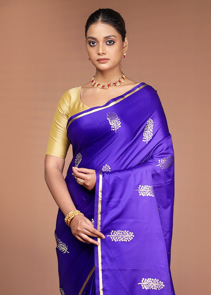 Purple Katan Silk Saree With Blouse Piece