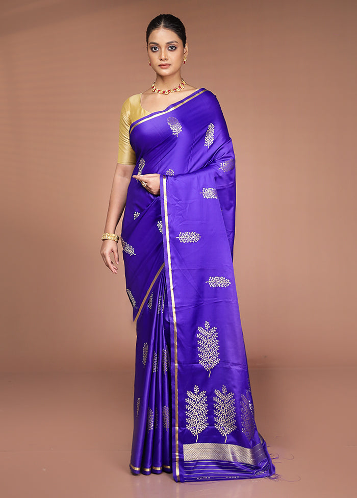 Purple Katan Silk Saree With Blouse Piece