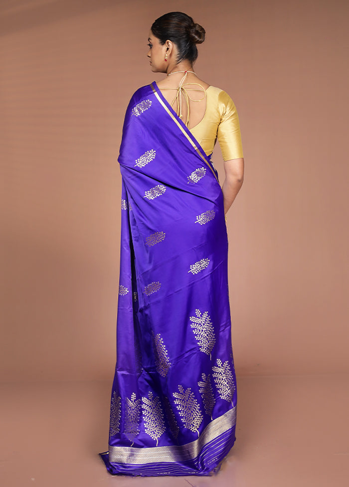 Purple Katan Silk Saree With Blouse Piece