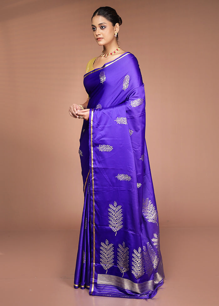 Purple Katan Silk Saree With Blouse Piece