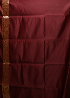 Maroon Banarasi Silk Saree With Blouse Piece