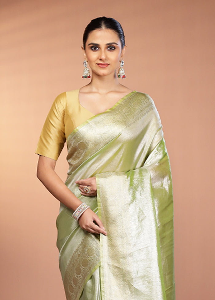 Green Tissue Silk Saree With Blouse Piece