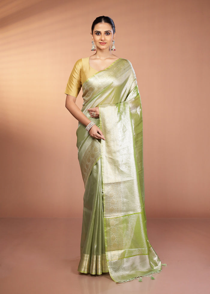 Green Tissue Silk Saree With Blouse Piece
