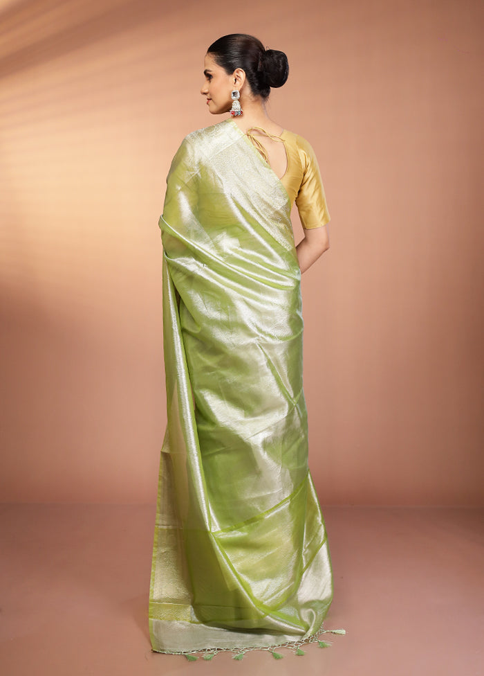 Green Tissue Silk Saree With Blouse Piece